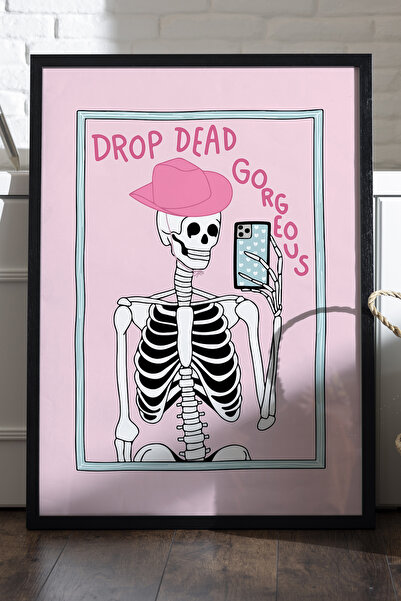 Duvarda Poster superb cu ramă din lemn natural, pictură decorativă roz pentru...