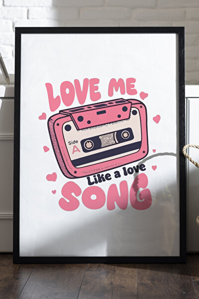 Duvarda Love Me Song Next Αφίσα με φυσικό ξύλινο πλαίσιο, διακοσμητικός πίνακ...