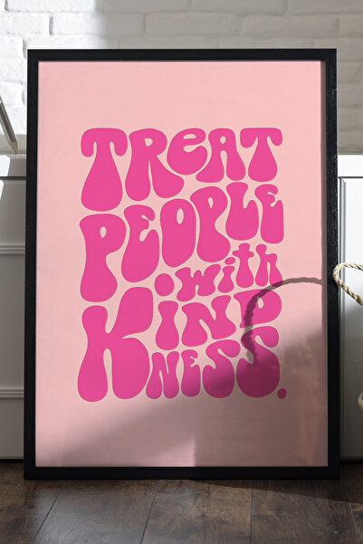 Duvarda Αφίσα με φράση "Motto", με φυσικό ξύλινο πλαίσιο, διακοσμητικό ροζ πί...