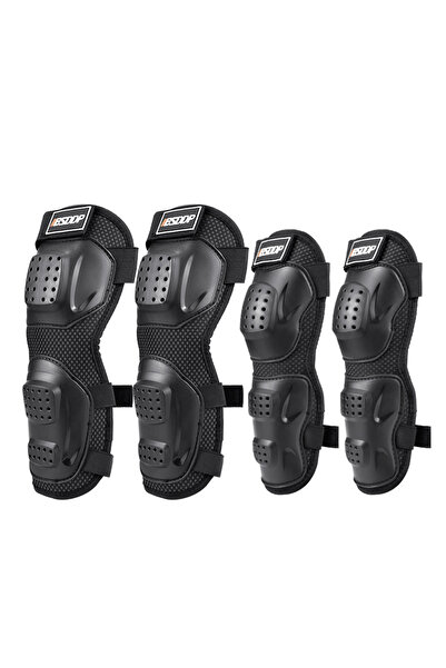 FIXATO Set de protecții pentru genunchi și cot pentru motocicletă, ABS durabi...