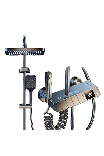 OEM Coloană de duș completă cu afișaj de temperatură neelectric, comenzi tip pian, gri-maro (AVI-4090)