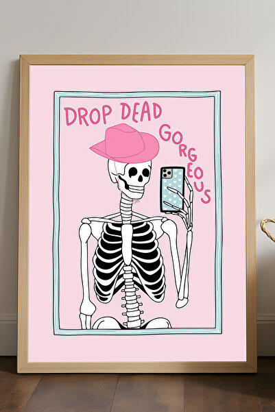 Duvarda Poster superb cu ramă din lemn natural, pictură decorativă roz pentru...