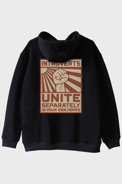 Generic Brand Introverts Unite Black Hoodie