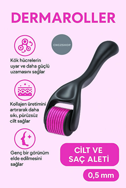 CNGZSHOP Derma Roller 540 Titanyum İğneli – 0.50 mm Cilt ve Saç Bakım Aleti