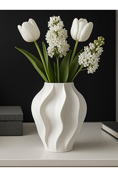 Vescarri مزهرية على شكل أمواج - إكسسوار منزلي زخرفي أنيق بخطوط عضوية