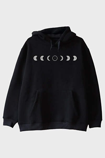 NUUGG Eclipse Moon Phases Design Black Black Hoodie