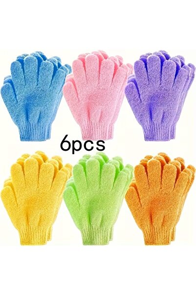 Narvin moda 6 قفازات استحمام متعددة الألوان، مناشف حمام، قفازات تدليك ذات وجه...
