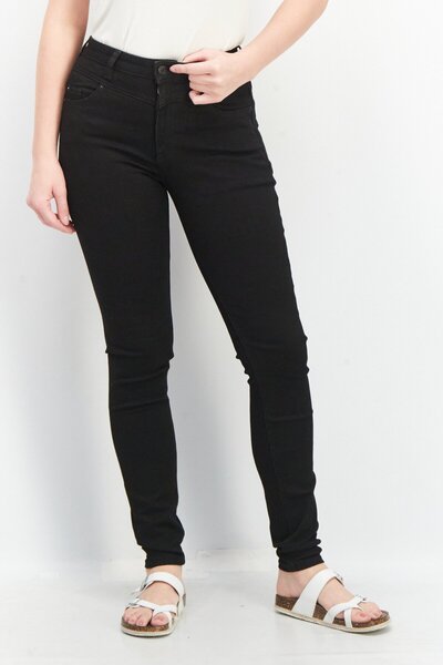 Esprit Women Regular Fit Textured Stretchable Jeans, Black