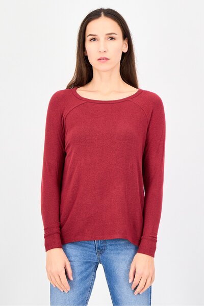 Undiz Women Round Neck Long Sleeve Plain Top, Maroon