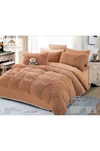 OEM FLUFFY Plush Bed Linen - Light Brown with Tassels