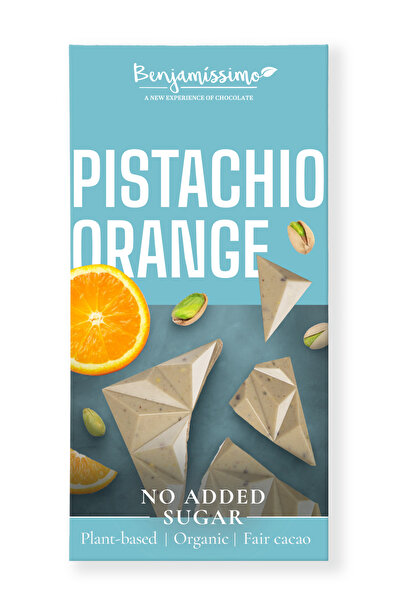 Benjamissimo Ciocolată albă cu fistic și portocale, 60g,