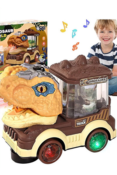 Generic لعبة شاحنة ديناصور، شاحنة نقل ديناصورات، قطار بخاري كهربائي، مع دخان،...