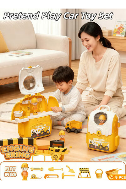 Generic 3-in-1 Role-Playing Car Toy Set, Fire Truck Model, Can Be Freely Transformed into 2 Forms,Yellow