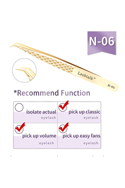 Choice9 N06 (بدون أطراف ليفية) ملقط دقيق ذو طرف ليفي من لاش توك لتركيب الرموش...