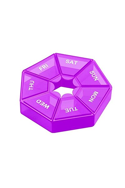 Choice7 منظم حبوب أسبوعي بنفسجي اللون، علبة حبوب محمولة للسفر، علبة أدوية صغي...
