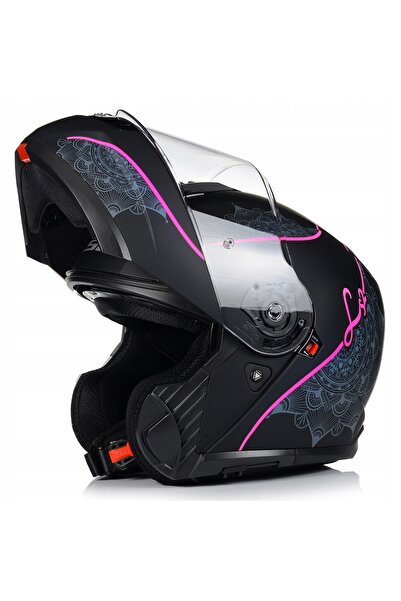 LS2 Strobe 2 Lux Mat Siyah-Pembe Motosiklet Kaskı