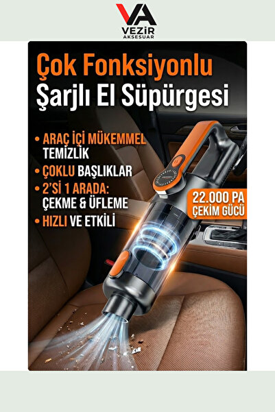 Rongbei Kablosuz Şarjlı El Süpürgesi 22000PA | Çok Fonksiyonlu Araç & Ev Temi...