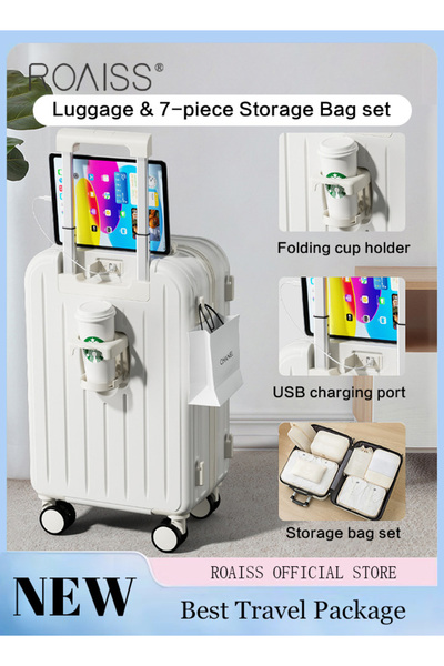 ROAISS Trolley Case and 7Pcs Storage Bags Set with Universal Wheel Unisex Lar...