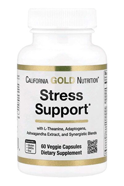 California Gold Nutrition L-Theanine, Sedum, Herbal Blend, Enzymes, Stress Relief Support Product, 60 Vegetarian Capsules