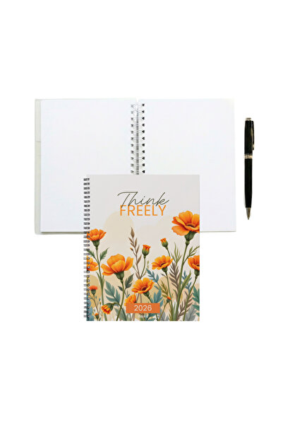 OBRO Agenda 2026 – A5, 160 Blank White Pages, Metal Spiral Binding, Durable C...