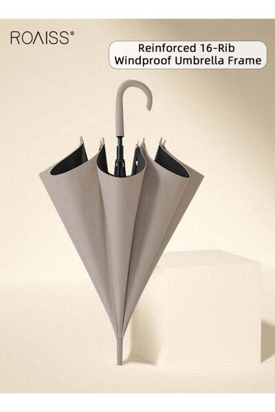 ROAISS 8-Bone Automatic Long-Handled Umbrella Vinyl Sunshade Straight Pole Wi...