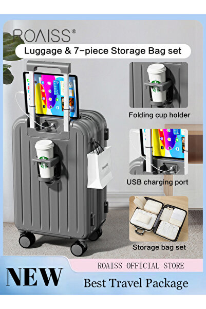 ROAISS حقيبة ترولي ومجموعة من 7 حقائب تخزين بعجلات متعددة الاستخدامات، مناسبة...