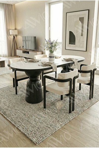 AVVİO Bolivya Serisi Vazo Ayak 4 'lü Metal Tokyo Demonte Sandalye 80x140 Masa...