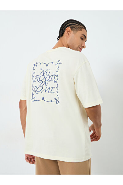 Styli Men Off White Embroidered Oversized T-Shirt