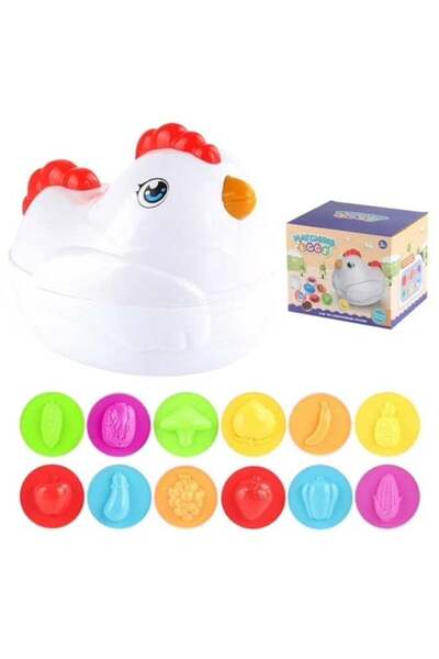 Yelajoy Matching Eggs Montessori Toy for Toddlers 3+ Ages – 12 Pcs Shape & Color Puzzle in Chicken Case