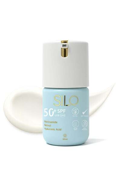 silo واقي شمس واسع الطيف بعامل حماية 50+، 50 مل، لوشن خفيف الوزن غير دهني، مناسب لجميع أنواع البشرة، لتفتيح البشرة