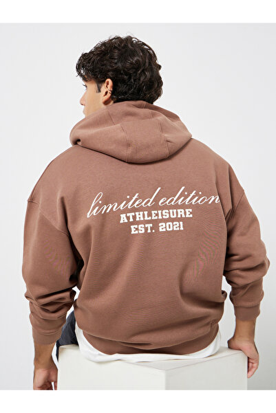 Styli Men Brown Athleisure Oversized Fleece Hoodie