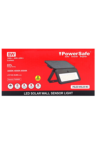 POWER SAFE مصباح جداري يعمل بالطاقة الشمسية LED من باور سيف، 8 واط، متعدد الأ...