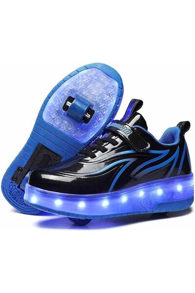 Saharaz Roller Skates Light up Shoes for Kids Birthday Thanksgiving Christmas Day Best Gift Blue, 31 EU