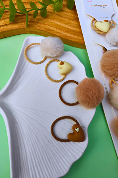 Nisankids مشبك مطاطي على شكل فتاة بلون بني كريمي (زوجان - 4 قطع)