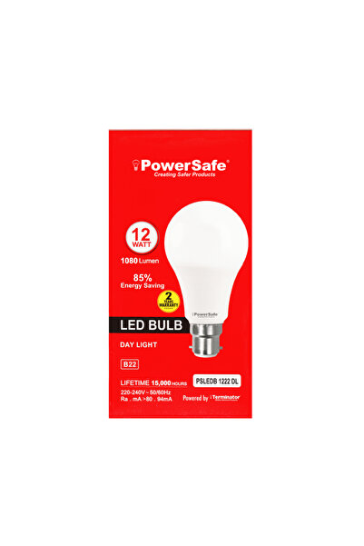 POWER SAFE مصباح LED بقوة 12 واط، ضوء نهاري، قاعدة B22، مزود بحماية من زيادة ...
