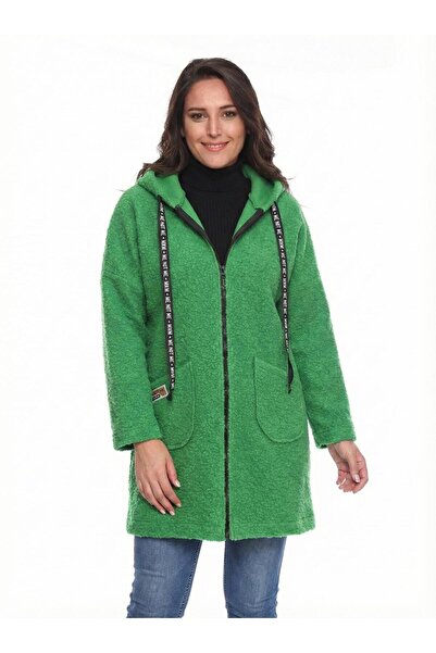 Zer Otantik Hooded Booklet Oversized over the Knee Coat Green