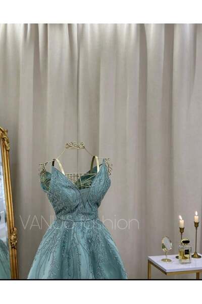 vanus fashion فستان سهرة طويل ( 2 لونين ) 4082