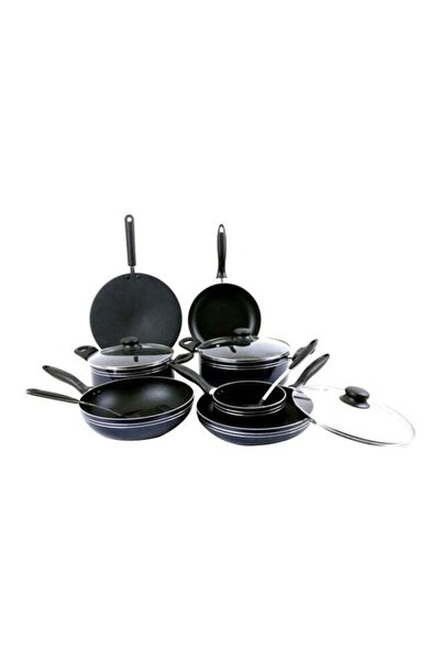 ROYALFORD 12-Piece Aluminium Non-Stick Cookware Set, Black