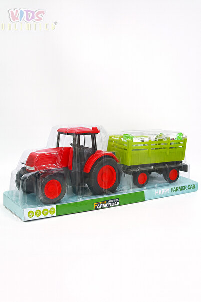 Emy Noi Toys Tractor cu remorca si figurine animale, TRIFOX, 44x16x14,5 cm, rosu