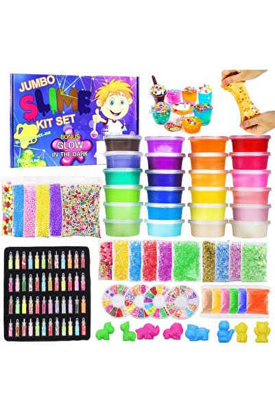 Beauenty مجموعة سلايم للأطفال - حرفة لتخفيف التوتر، سلايم كريستالي شفاف مع بريق وإكسسوارات (صغير)