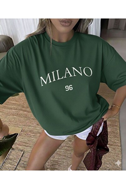 BW Bravely Wear تي شيرت ميلانو 96 مطبوع للنساء