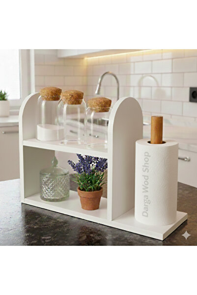 Darga Wood Shop Mutfak Rafı Kağıt Rulo Havluluk Ahşap Kağıt Havluluk Mutfak R...