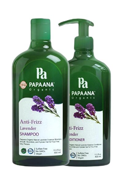 Papaana Organic Anti-Frizz Lavender Shampoo & Conditioner Bundle with Shea Butter – 400ml Each