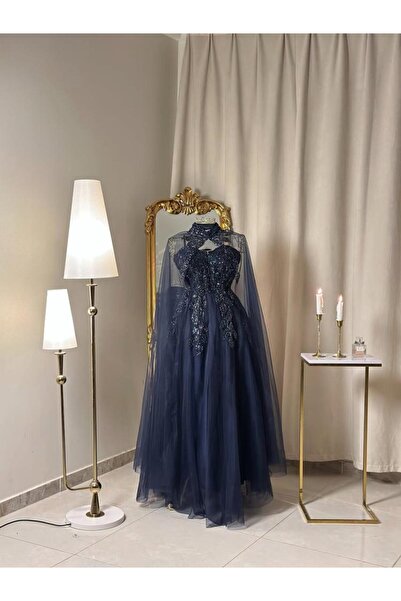 vanus fashion 6294 ~ فستان سهرة طويل كحلي