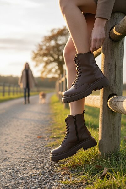 VeliKundura KAHVE BAĞCIKLI&FERMUARLI POLAR KALIN TABAN BOT