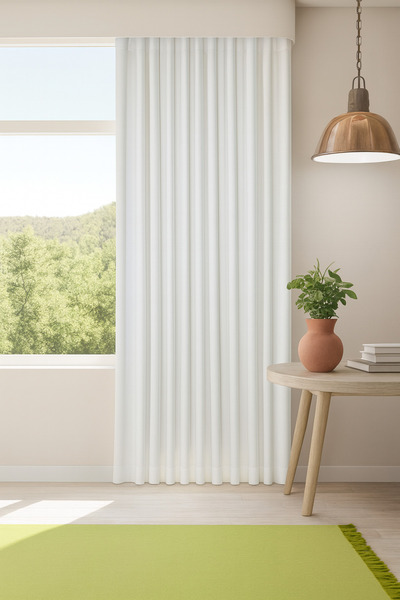 Pierre Cardin Kar Beyaz Lüks Kornişli Saten Güneşlik Perde