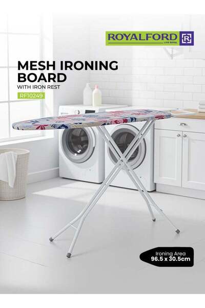 Generic Royal Ford Mesh Ironing Board with Metal Iron Rest, Multicolor, 31x117x82 cm