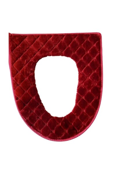 OEM Toilet seat cover with zipper, soft, comfortable, textile, fluffy and durable, red