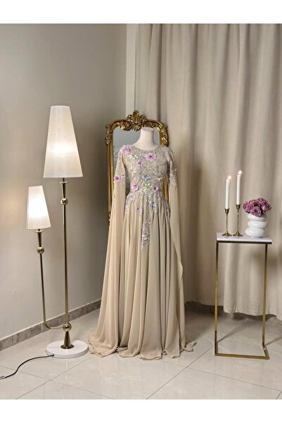 vanus fashion 6266- فستان سكري ناعم بتطريز