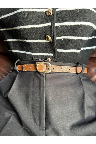 LİA KEMER Joy Patterned Women's Gold Buckle Belt Jacket Belt Dress Belt Trous...